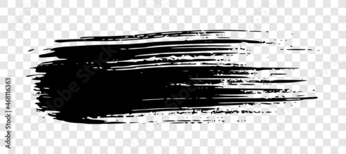 Black brush stroke on transparent background