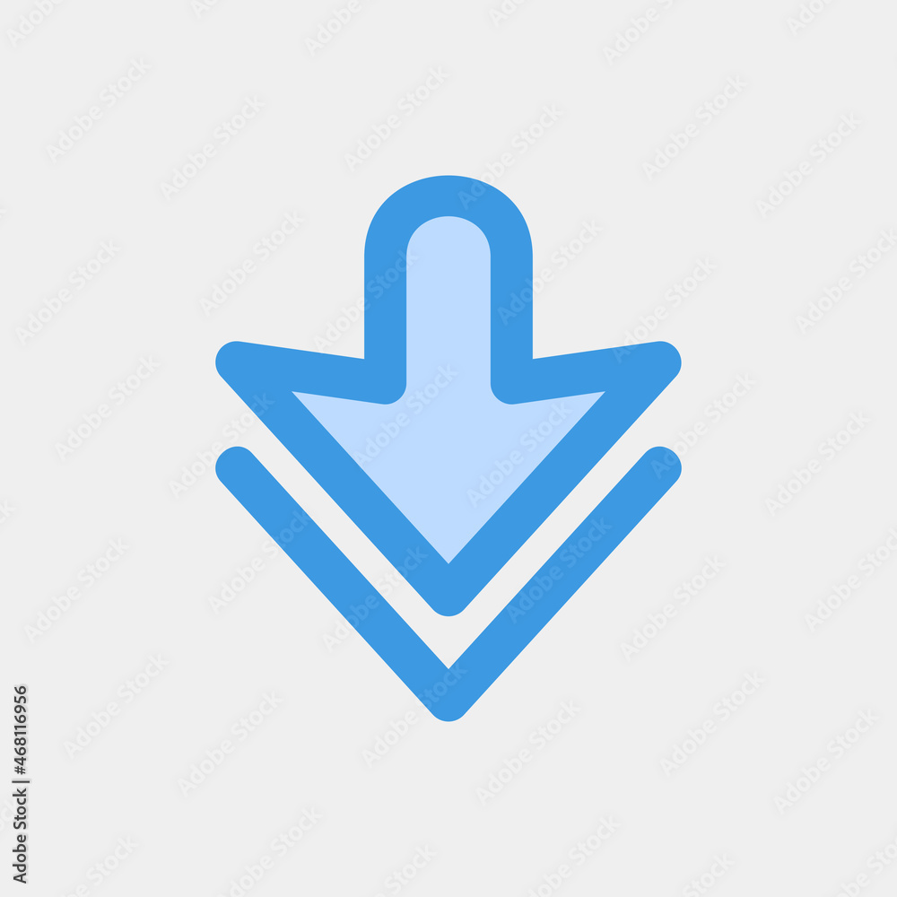 Down arrow icon vector illustration in blue style, use for website mobile app presentation Down arrow icon vector illustration in blue style, use for website mobile app presentation