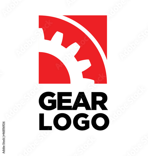 square engineer logo red gear sprocket