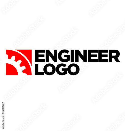 square engineer logo red gear sprocket