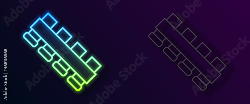 Glowing neon line Hunting cartridge belt with cartridges icon isolated on black background. Bandolier sign. Hunter equipment, armament. Vector