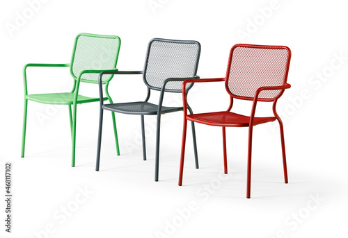 The chairs are arranged side by side. Repetition . isolated on white background .