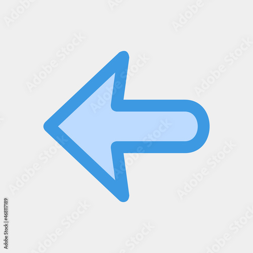 Left arrow icon vector illustration in blue style, use for website mobile app presentation