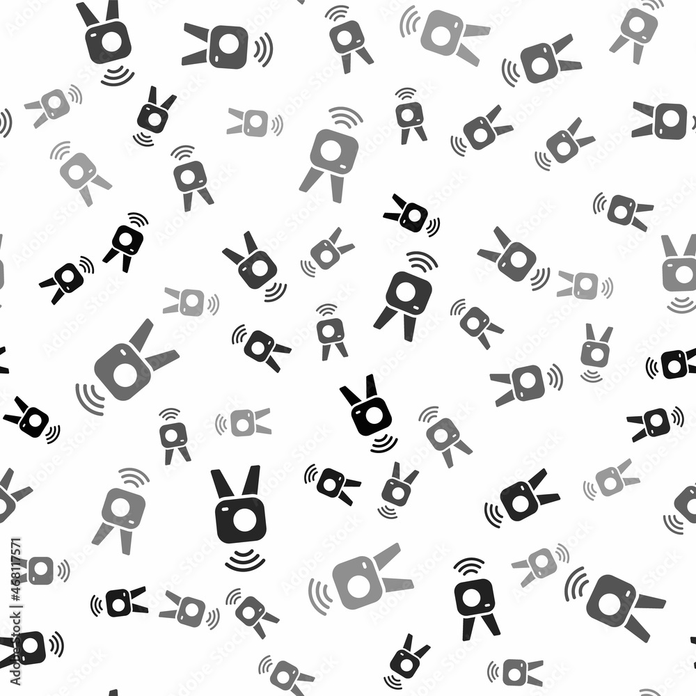 Black Web camera icon isolated seamless pattern on white background. Chat camera. Webcam icon. Vector Black Web camera icon isolated seamless pattern on white background. Chat camera. Webcam icon. Vector