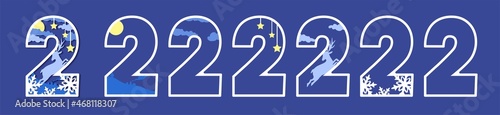 Number 2. Template for laser cut with layers. New Year and Christmas decoration