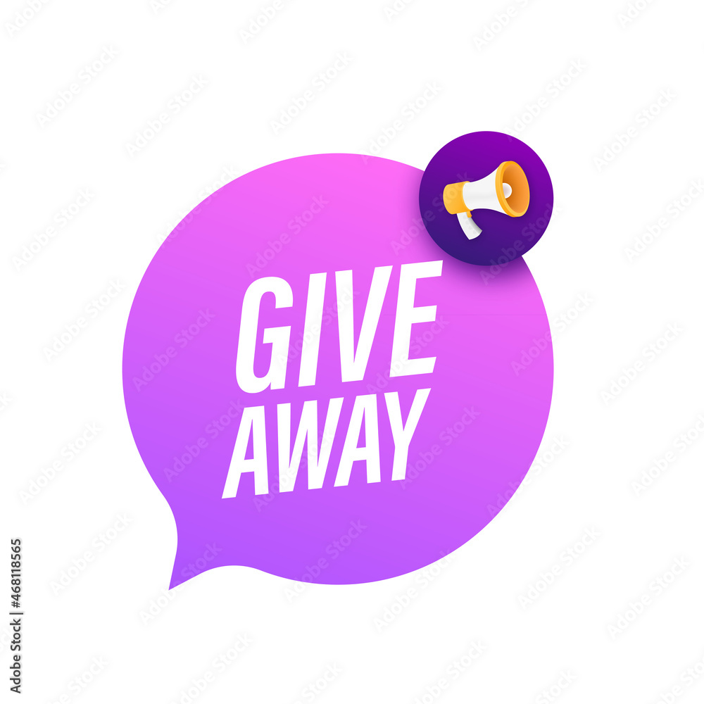 Modern flat style template with giveaway megaphone for banner design. Social media like icon concept. Vector illustration Modern flat style template with giveaway megaphone for banner design. Social media like icon concept. Vector illustration