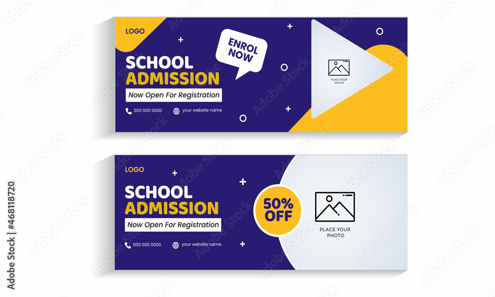 Fototapeta premium Kids school admission Facebook cover template banner