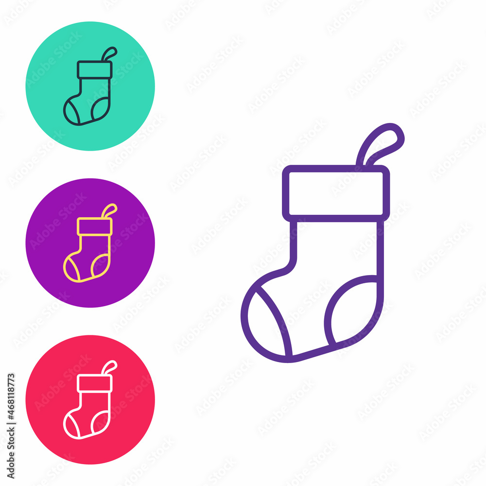 Set line Christmas stocking icon isolated on white background. Merry Christmas and Happy New Year. Set icons colorful. Vector Set line Christmas stocking icon isolated on white background. Merry Christmas and Happy New Year. Set icons colorful. Vector