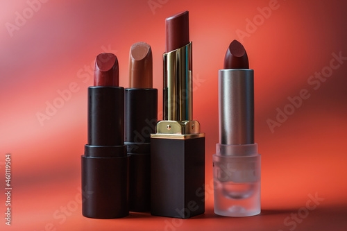 Close-up of lipstick on a red background