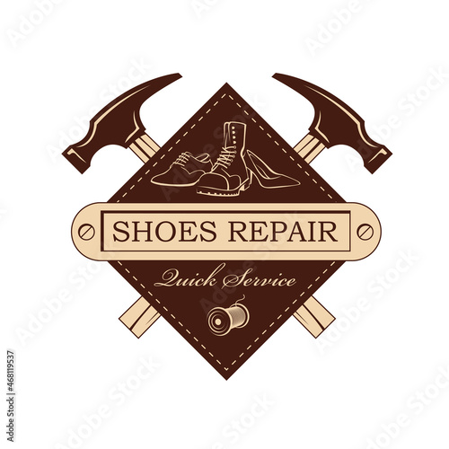 shoe repair workshop emblem isolated on white background