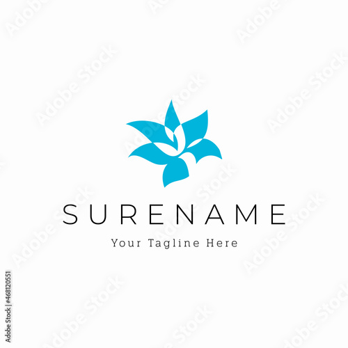 green leaf lily flower logo inspiration vector icon illustration custom logo design 