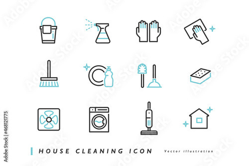家・住宅の掃除用品のイメージアイコンセット素材 photo