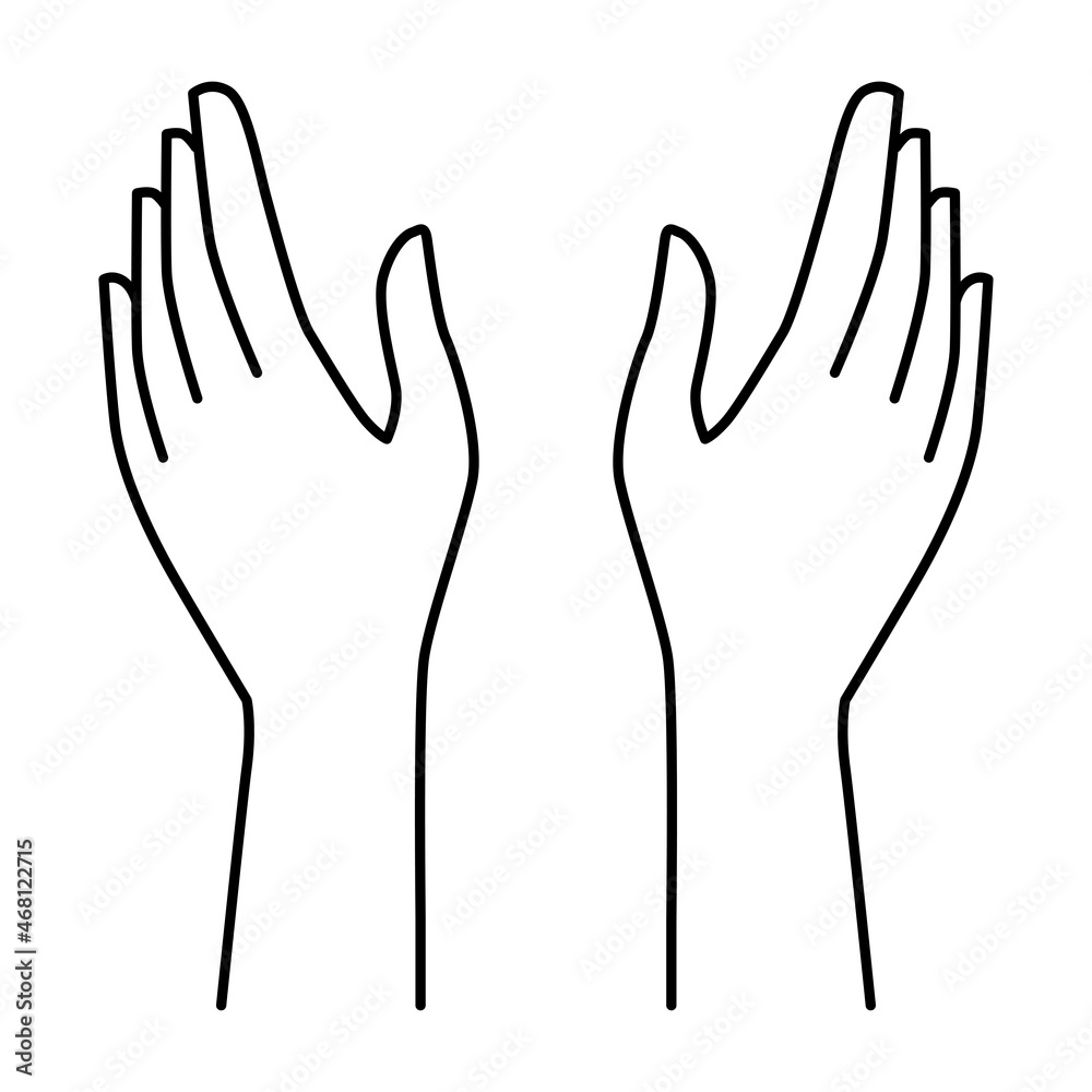 Hands outlines. A symbol of massage and hand care. Vector illustration isolated on a white background for design and web. Hands outlines. A symbol of massage and hand care. Vector illustration isolated on a white background for design and web.