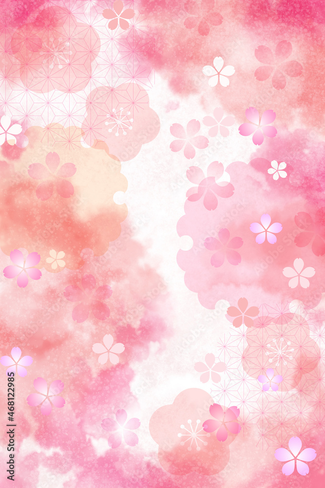 和風　桜　背景　ピンク