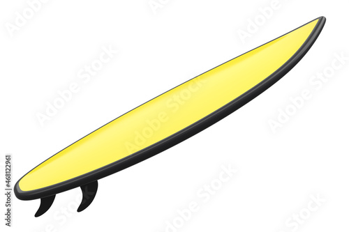 Realistic yellow surfboard for summer surfing isolated on white background.