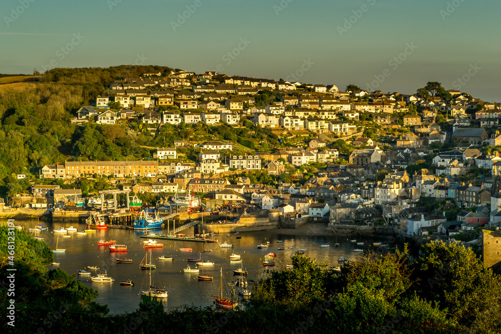 Evening Light Polruan in Cornwall, photographed from Fowey across the estuary