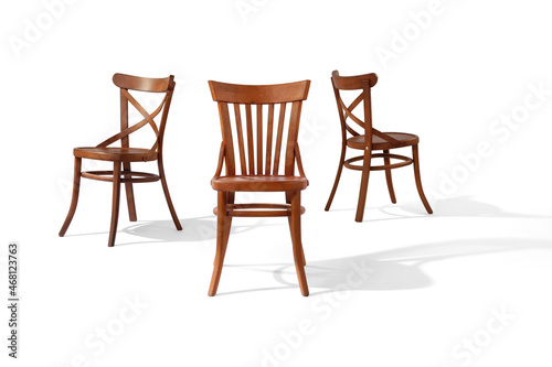 Chairs in different angles isolated on white background .