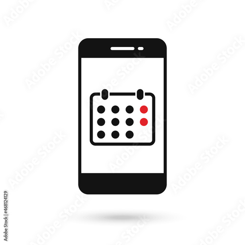 Mobile phone flat design with calendar sign.