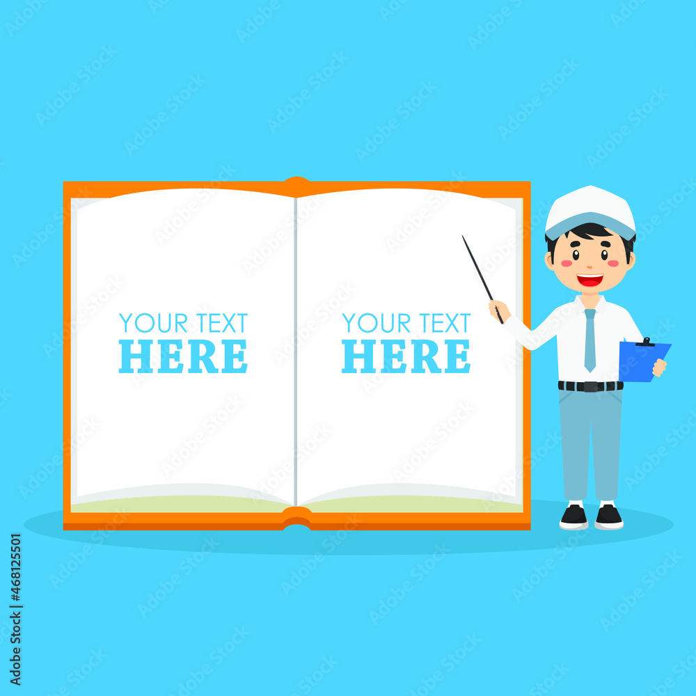 Blank Note Book Template with Cute Student Blank Note Book Template with Cute Student