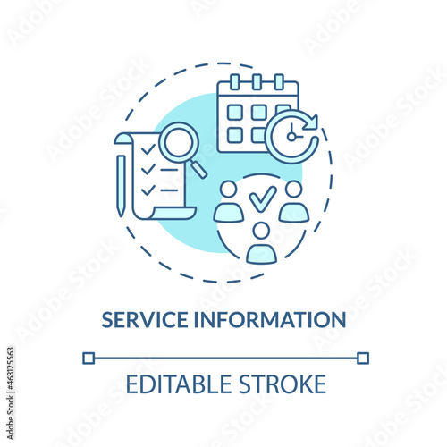 Service information blue concept icon. Monitoring production of goods. Operations management abstract idea thin line illustration. Vector isolated outline color drawing. Editable stroke