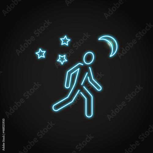 Neon decreased need for sleep icon in line style