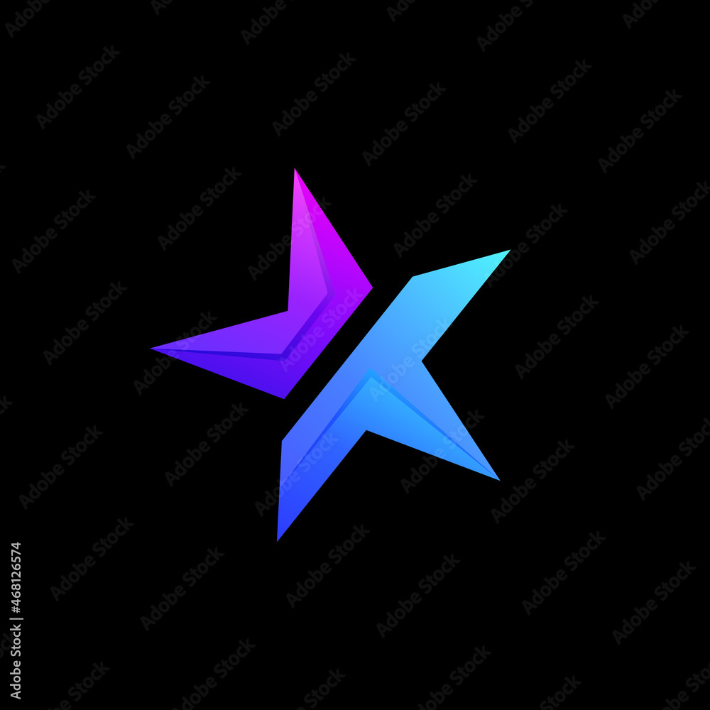 Fototapeta premium Letter K combination with star Colorful . Logo Designs Vector Template