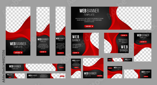 set of corporate web banners of standard size with a place for photos. Vertical, horizontal and square template. vector illustration EPS