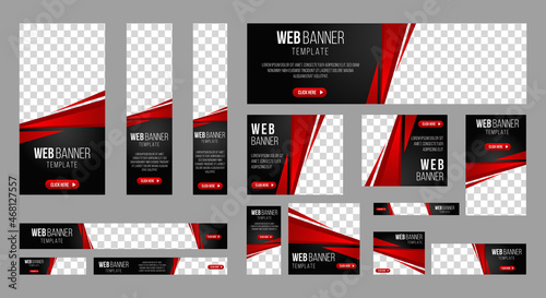 set of corporate web banners of standard size with a place for photos. Vertical, horizontal and square template. vector illustration EPS