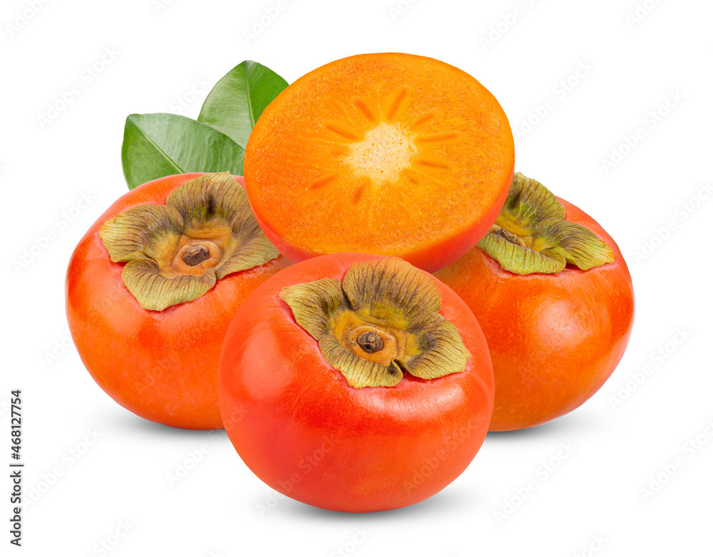 fresh ripe persimmons isolated on white background fresh ripe persimmons isolated on white background
