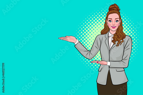 business woman presentation gesture