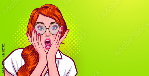 shocking young woman surprised in glasses look wow somthing