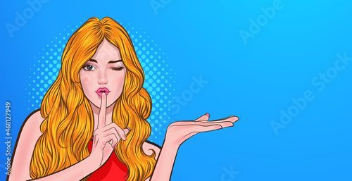 smart woman with finger on lips silence gesture