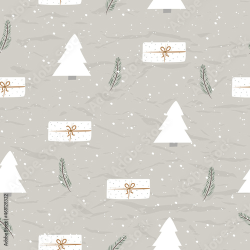 Vintage Christmas seamless texture from New Collection. Christmas tree and snow.