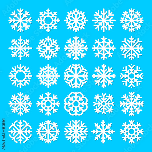 Snowflakes set on blue background in vector EPS 8