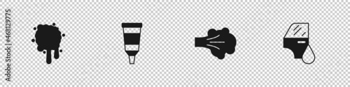 Set Paint spray, Tube with paint palette, and Car painting icon. Vector