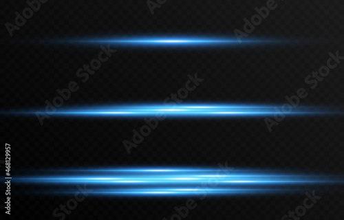 Set of vector glowing lines. Horizontal glowing lines png, magic glow, line light, blue light png.