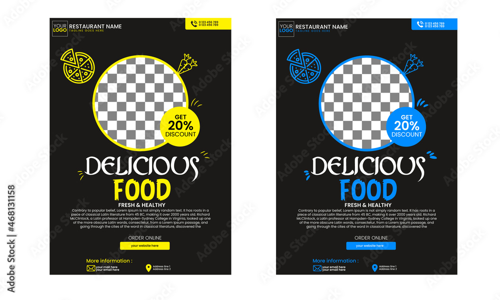 Naklejka premium Unique Restaurant Food Flyer Design