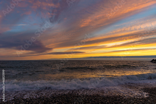 Sunset on the north sea coast in Denmark