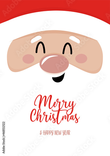 Merry Christmas and Happy New Year - Christmas banner with free copy space. Xmas sale. Santa Claus message banner. Santa Claus and reindeer holding banner or billboard.