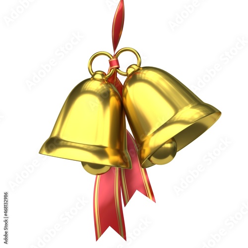 Christmas bells isolated on white background 3d rendering