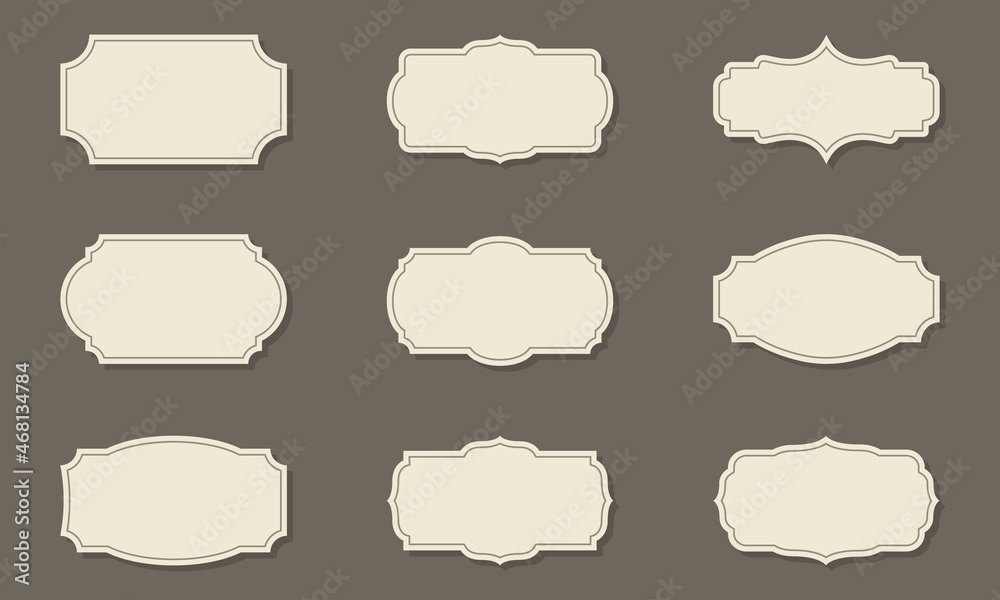 Collection of Classic Retro Frames on Dark Background. Set of Template Vintage Victorian Borders. Elegant Frames in Different Shape with Luxury Ornament. Isolated Vector Illustration Collection of Classic Retro Frames on Dark Background. Set of Template Vintage Victorian Borders. Elegant Frames in Different Shape with Luxury Ornament. Isolated Vector Illustration