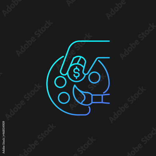 Patronage gradient vector icon for dark theme. Guidance and encouragement. Startup financial support and privilege. Thin line color symbol. Modern style pictogram. Vector isolated outline drawing