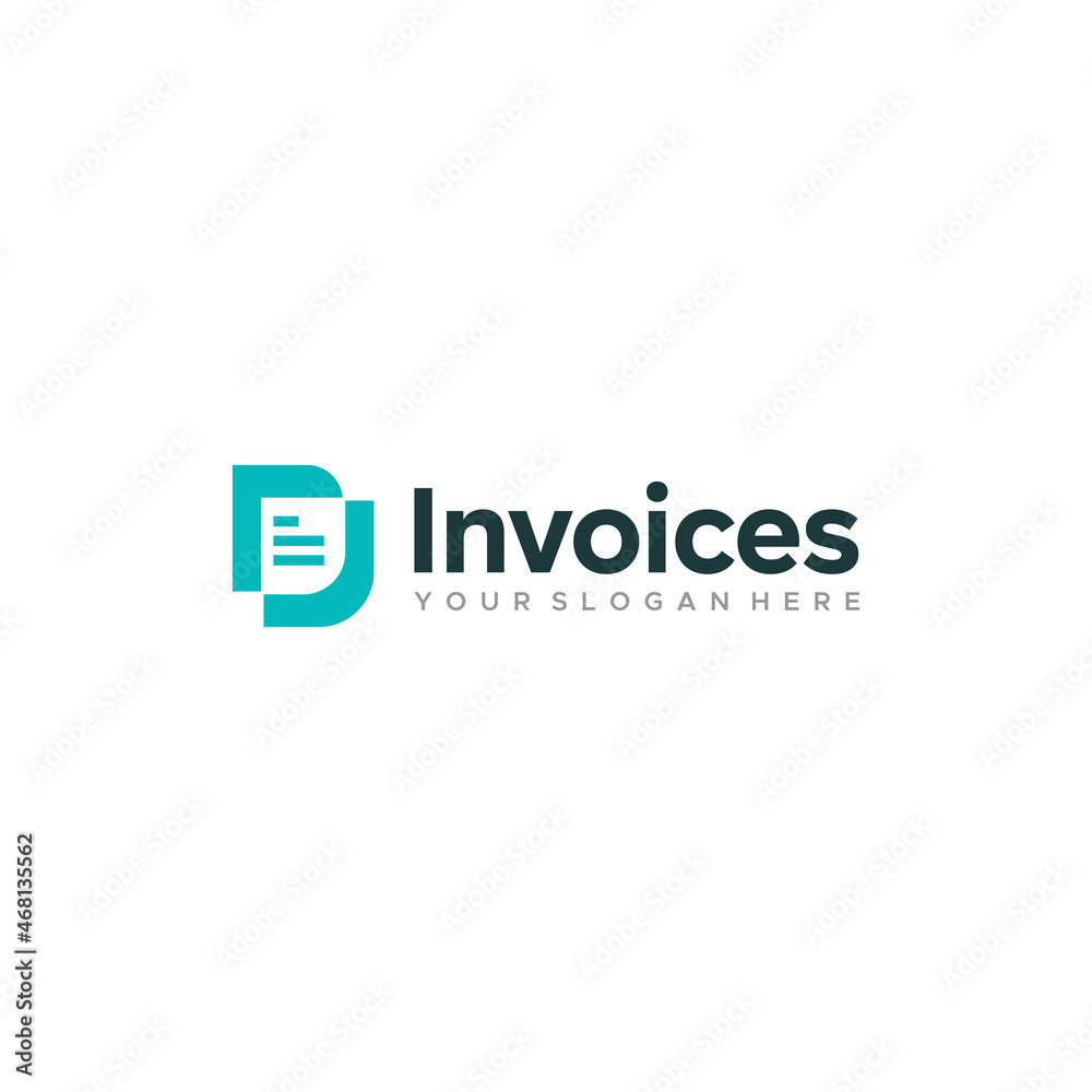 flat lettermark initial D Invoices Logo design