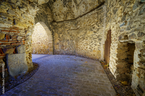 Interior passage of the medieval stone wall of the city of Buitrago de Lozoya Madrid.