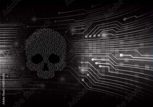 cyber hacker attack background, skull vector