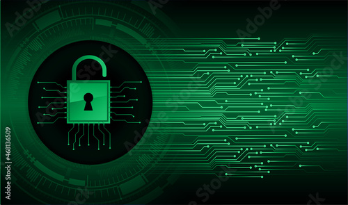 Closed Padlock on digital background, cyber security
