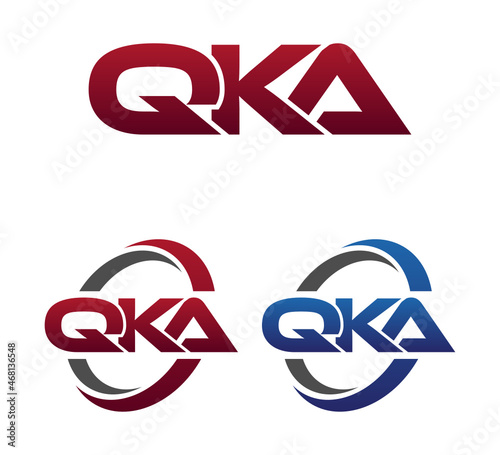 Modern 3 Letters Initial logo Vector Swoosh Red Blue QKA