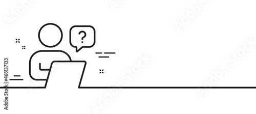 Online question line icon. Ask help sign. Outsource support symbol. Minimal line illustration background. Online question line icon pattern banner. White web template concept. Vector