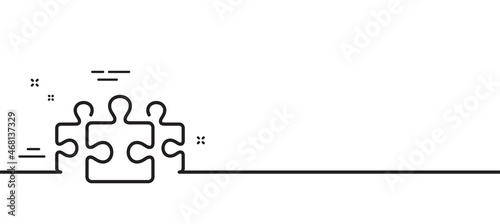Puzzle pieces line icon. Jigsaw game challenge sign. Business solution symbol. Minimal line illustration background. Puzzle line icon pattern banner. White web template concept. Vector