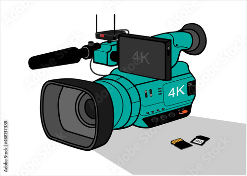 Video Camera for ENG and Multi Camera Production. camera camcorder vector with format type recorder. video format Resolution HD 